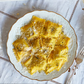 La Tua Pasta Pumpkin Ravioli with Nutmeg Butter Serves 1-2