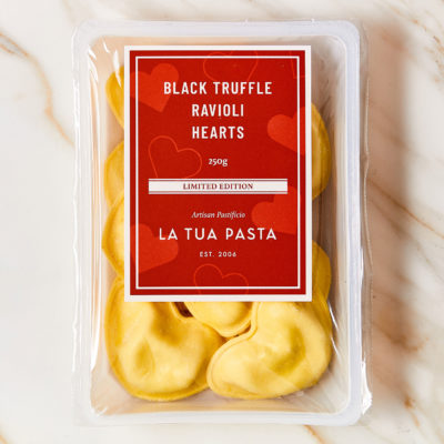 La Tua Pasta Black Truffle & Ricotta Ravioli Hearts (250g)