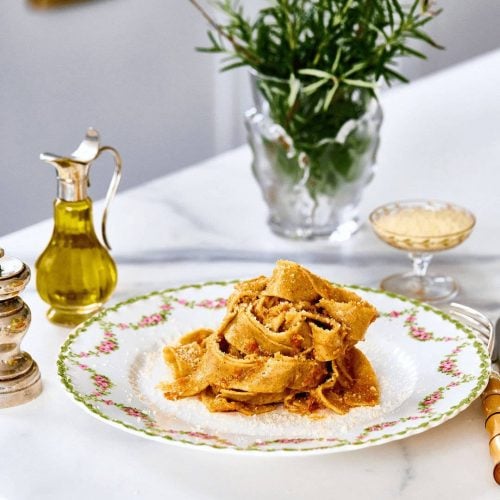 Pappardelle with Red Bell Pepper Pesto