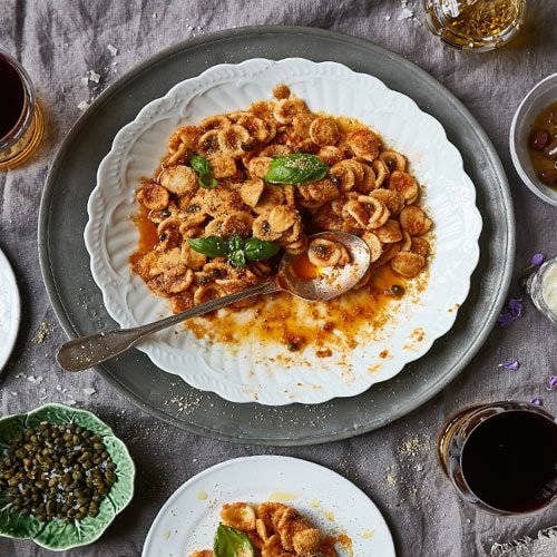 Orecchiette Recipe: Orecchiette with Red Pesto & Capers
